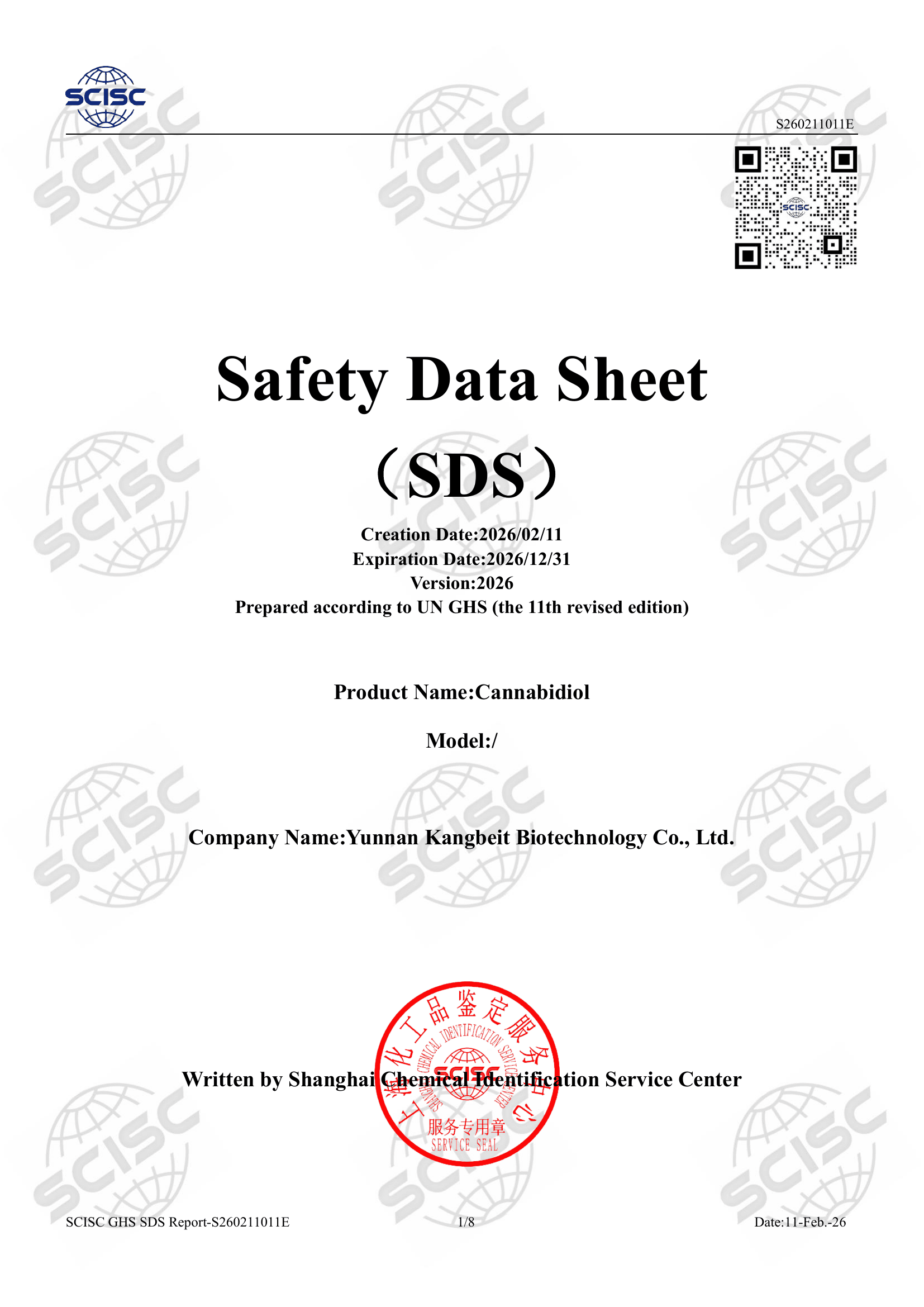 CBD isolate SDS safety data sheet preview page